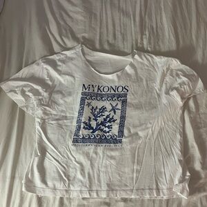 white t-shirt with cut neckline